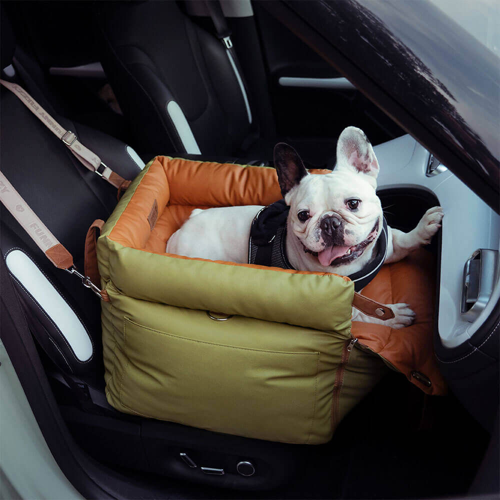 Deluxe Faux Leather Dog Car Seat Booster Bed - Urban Voyager