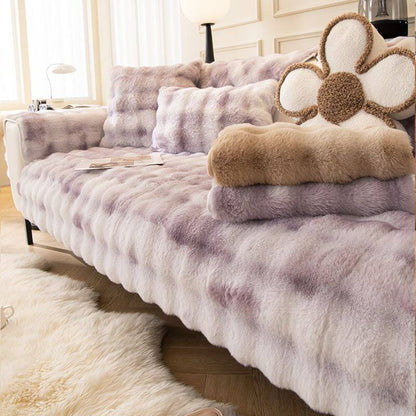 Stylish Gradient Plush Home Decor Washable Couch Cover